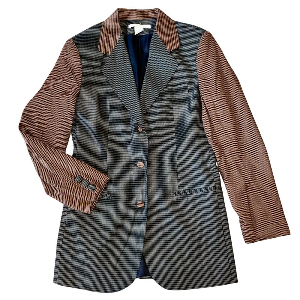 Vintage Blazer S Brown Olive Colorblock Retro Harliquin VTG Y2K The Limited